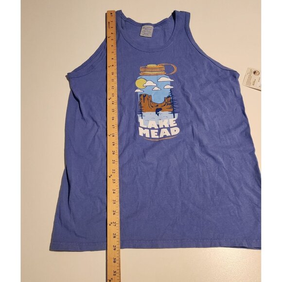 Lake Mead Tank Top Blue Hanes Comfort Wash Graphic Print Mens Medium NEW NWT - Picture 10 of 10